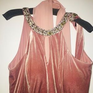 Soft Pink Velvet Prom Dress